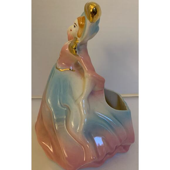 VTG Victorian Lady Planter in Pastel with Gold Accents - Picture 2 of 5
